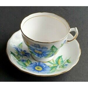 Royal Vale Tea Cup Saucer Blue Flower